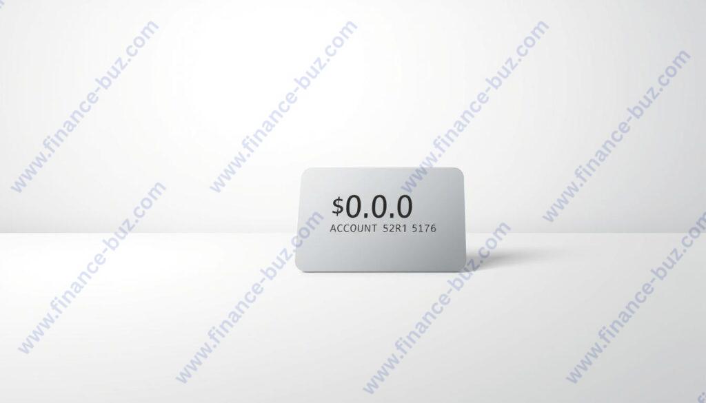 A minimalist, clean-lined illustration showcasing a zero balance bank account. In the foreground, a simple bank statement or mobile app interface displays a $0.00 balance in bold, crisp typography against a stark white backdrop. In the middle ground, a polished metal or glass debit card lies horizontally, reflecting the account details. The background features a soft, muted gradient in shades of gray, creating a sense of simplicity and focus on the core concept. Subtle, diffused lighting casts a gentle glow, lending an air of professionalism and financial sophistication to the scene. The overall mood is calm, modern, and visually impactful, perfectly encapsulating the essence of a zero balance account. A minimalist, clean-lined illustration showcasing a zero balance bank account. In the foreground, a simple bank statement or mobile app interface displays a $0.00 balance in bold, crisp typography against a stark white backdrop. In the middle ground, a polished metal or glass debit card lies horizontally, reflecting the account details. The background features a soft, muted gradient in shades of gray, creating a sense of simplicity and focus on the core concept. Subtle, diffused lighting casts a gentle glow, lending an air of professionalism and financial sophistication to the scene. The overall mood is calm, modern, and visually impactful, perfectly encapsulating the essence of a zero balance account.