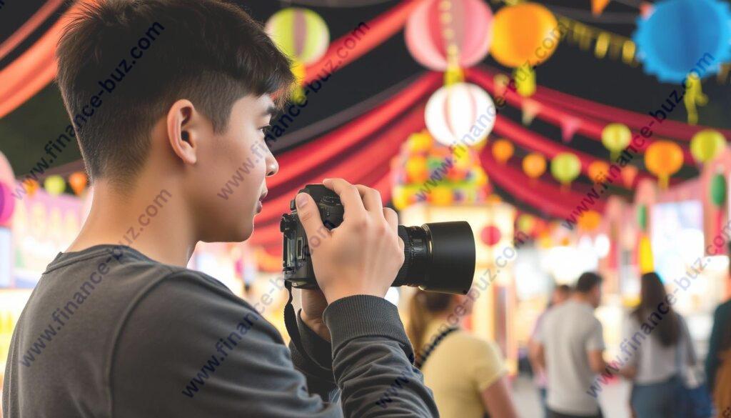 An image of a teen photographer taking pictures at a local event