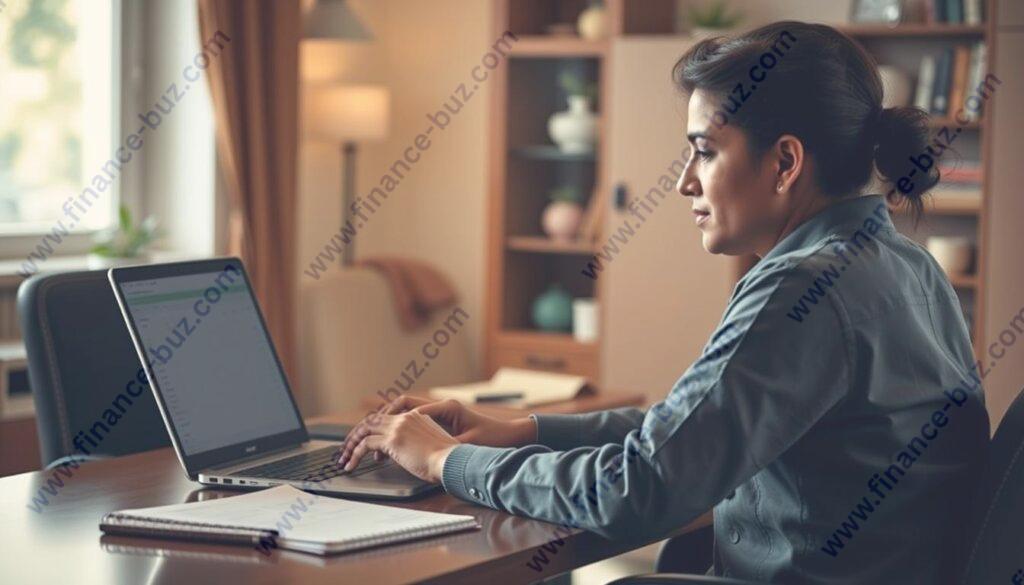 Generate an image of a person using a laptop to access the LIC Jeevan Labh Calculator online Generate an image of a person using a laptop to access the LIC Jeevan Labh Calculator online