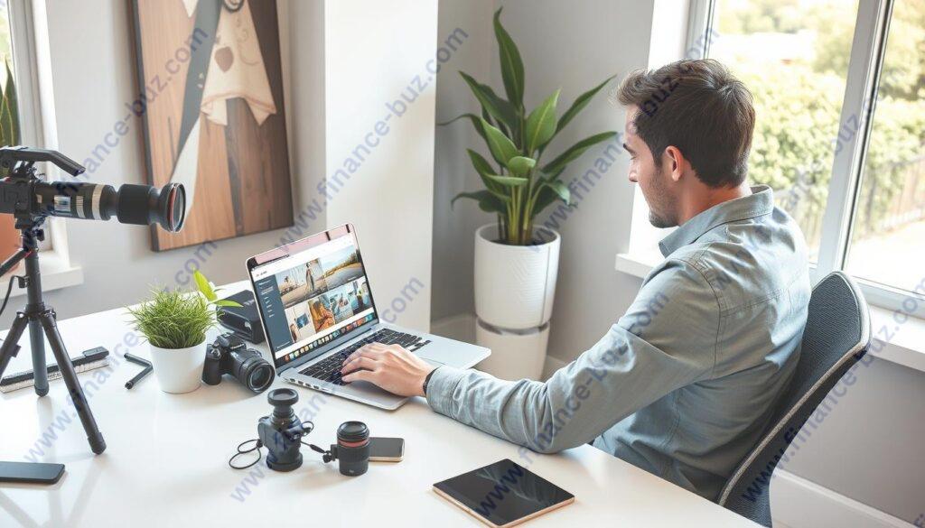 Generate an image of a photographer uploading photos to Adobe Stock Generate an image of a photographer uploading photos to Adobe Stock