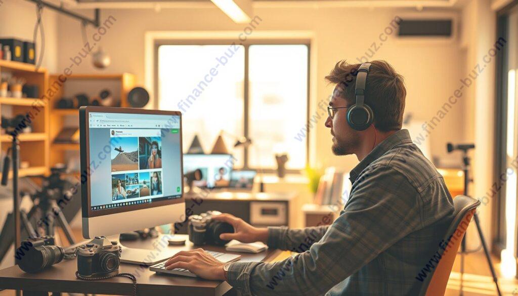 Generate an image of a photographer uploading photos to Shutterstock Generate an image of a photographer uploading photos to Shutterstock