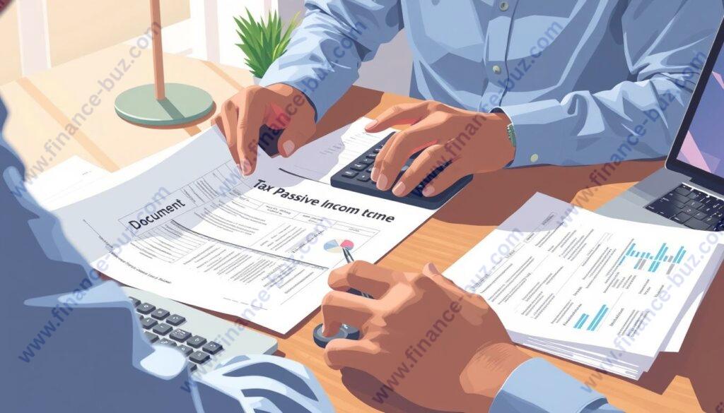 Image of a person reviewing tax documents related to passive income in India
